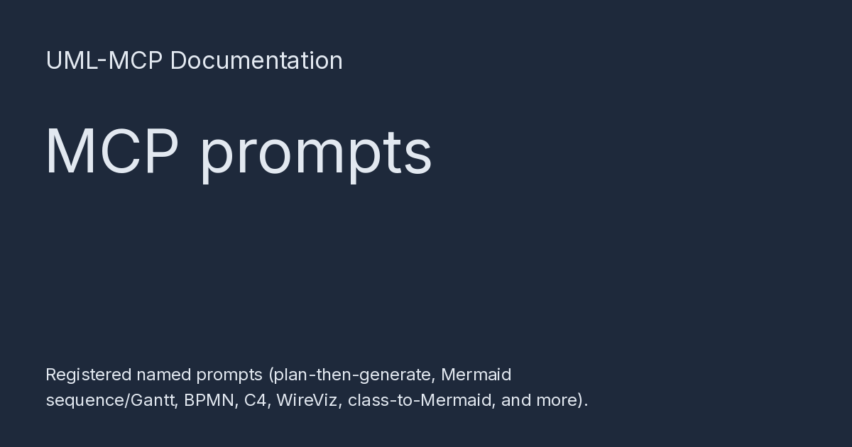 Mcp Prompt Example MCP prompts - UML-MCP Documentation